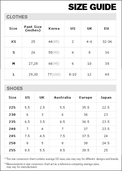 Stylenanda Shoe Size Chart